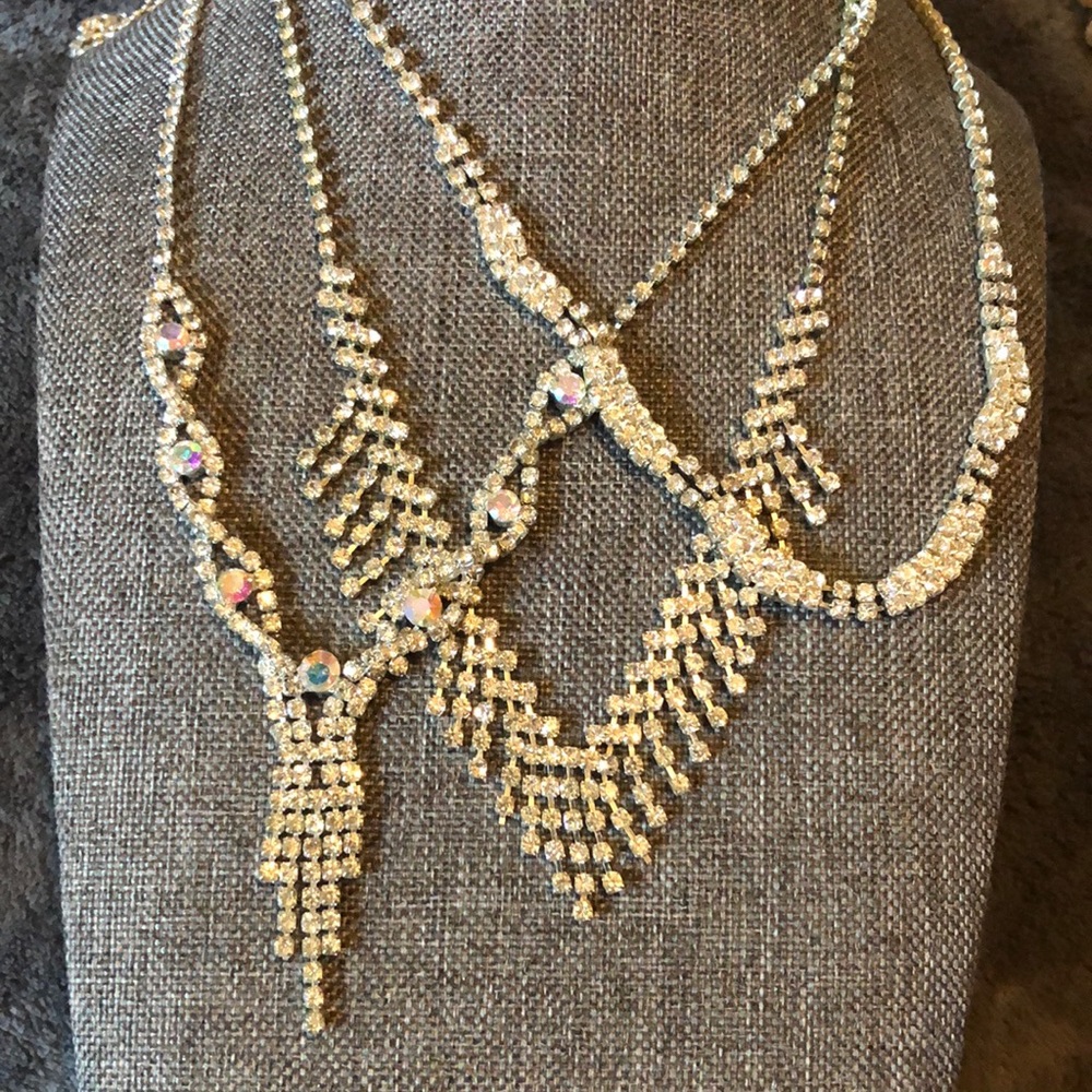 Night out special. Rhinestone jewelry for dress up .  3 necklaces 4 bracelets